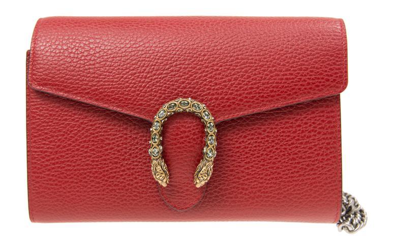 Gucci Gucci Dionysus Mini Leather Wallet Shoulder Bags Women's Red