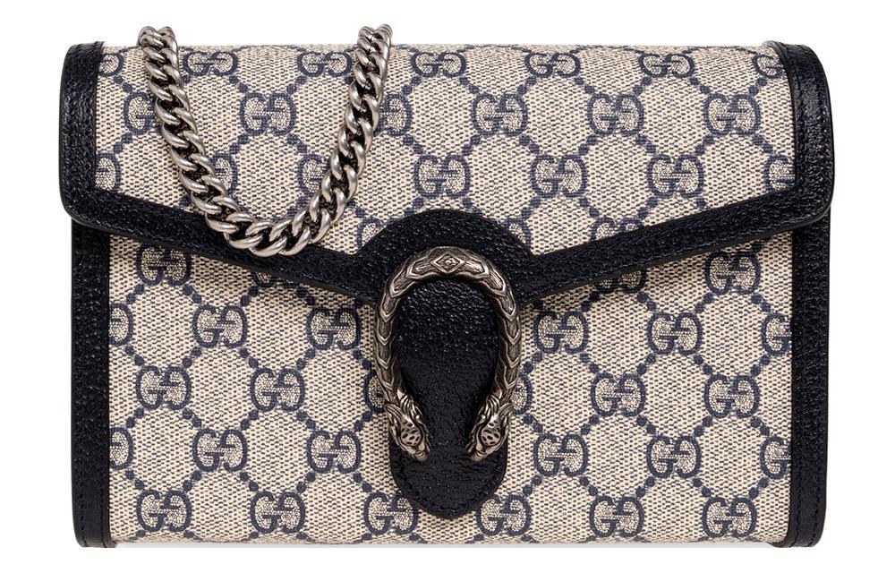 Gucci Gucci Dionysus Canvas With Leather Chain Wallet Crossbody Bag Shoulder Bag Women's Beige/Blue