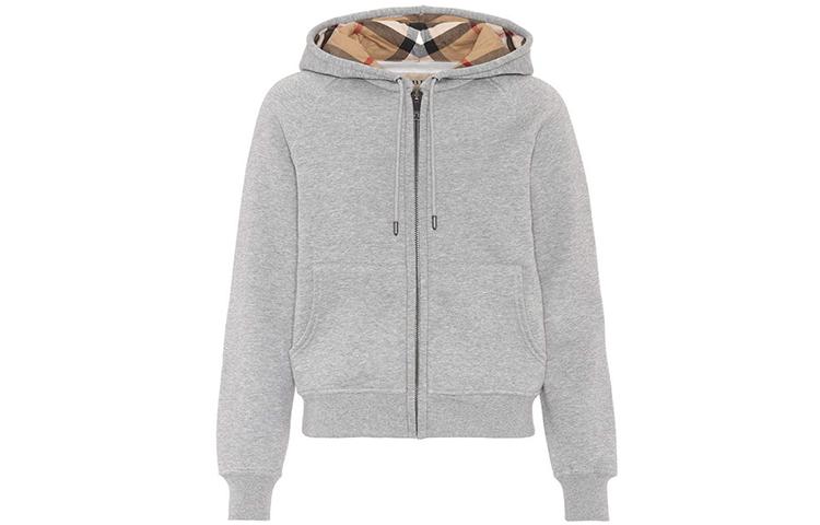 Burberry Burberry Women'ss Zip Up Hooded Fleece Sweatshirt Gray