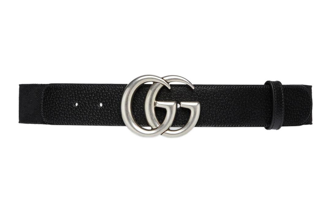 Gucci Gucci GG Marmont Double G Logo Plate Buckle Leather Belts Men's