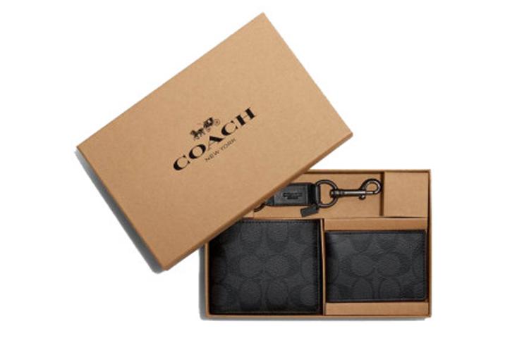 Coach Coach 3 IN 1 Wallet Canvas Card Holder 3 in 1 Wallet Men's Black