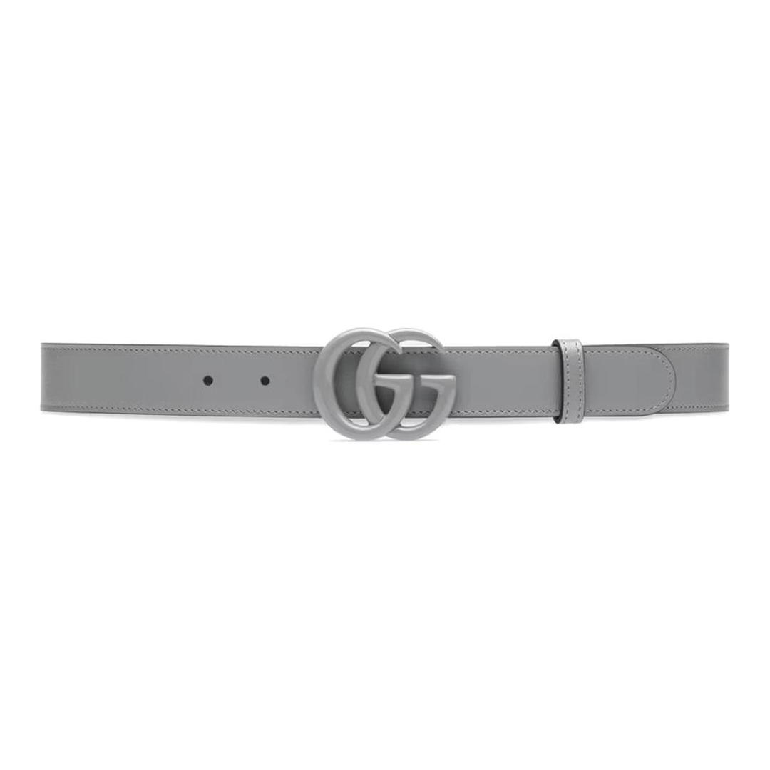 Gucci Gucci Leather Belts Unisex Gray Width 3cm