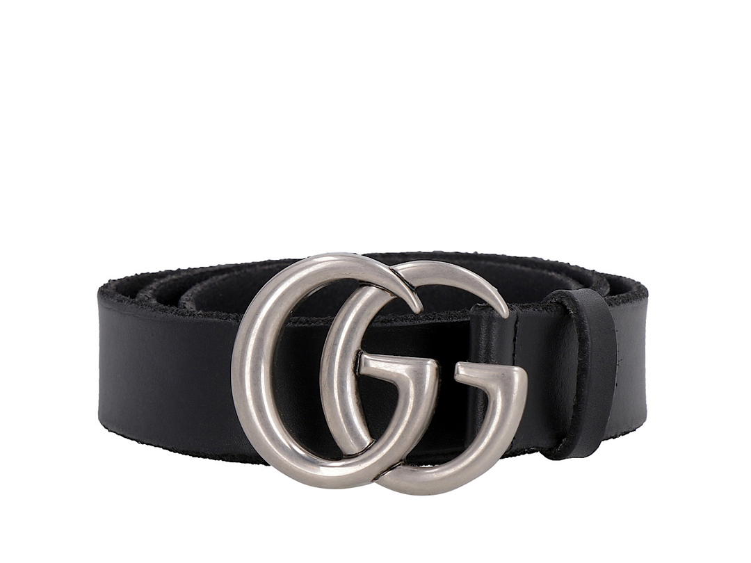 Gucci Gucci Leather Belt With Double G Buckleblack Leather 100