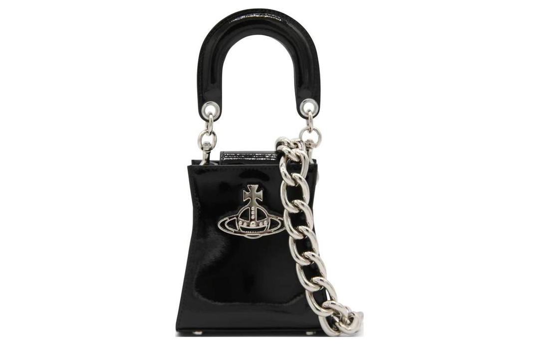 Vivienne Westwood Vivienne Westwood Shiny Leather Shoulder Bag Crossbody Bag Handbag Regular Women's Black