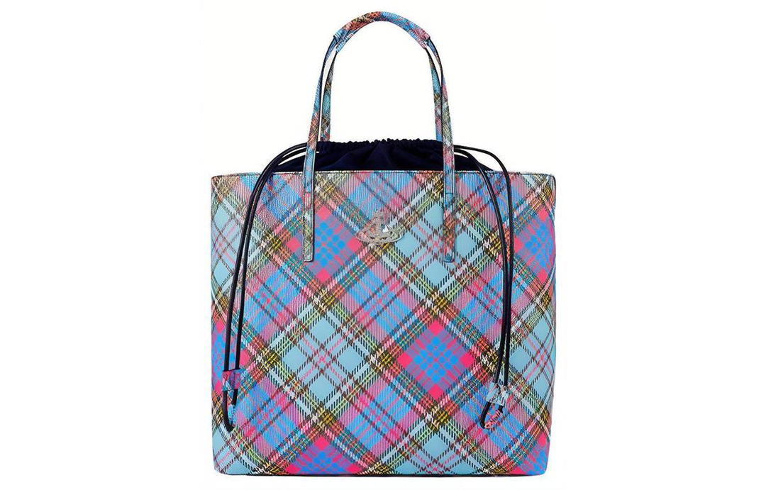 Vivienne Westwood Vivienne Westwood POLLY Plaid Velvet Tote Bag Shopping Bag Handbag Women's Multicolor
