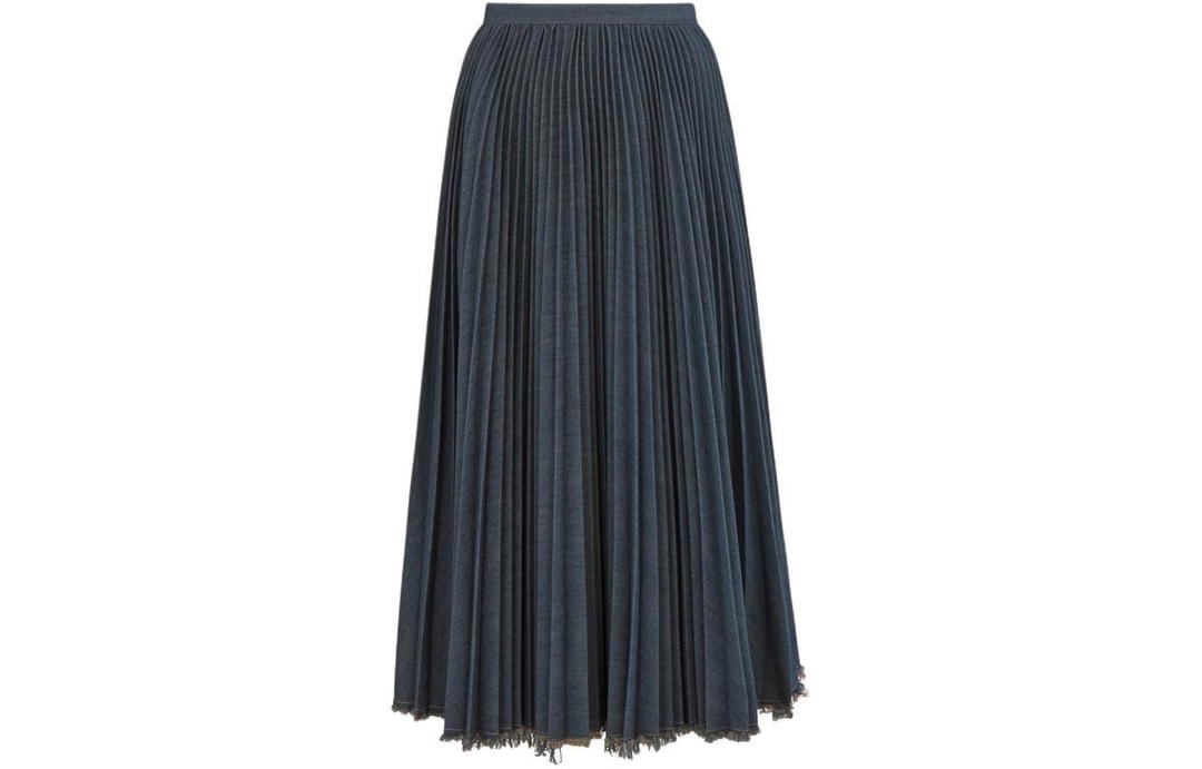 Dior Dior Mid-Length Pleated Skirt Casual Long Skirts Women's Blue