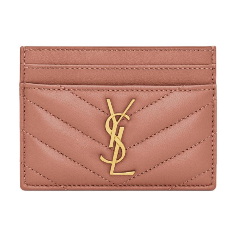 Saint Laurent Saint Laurent CASSANDRE Calfskin Card Holder Women's Light Pink