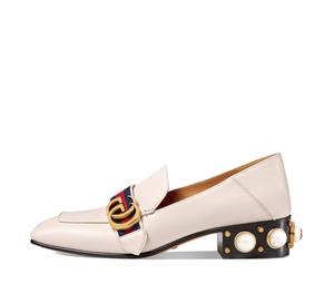 Buy Gucci Leather Mid Heel Loafer White Women's at Sasom – Authentic and Ready to Ship
