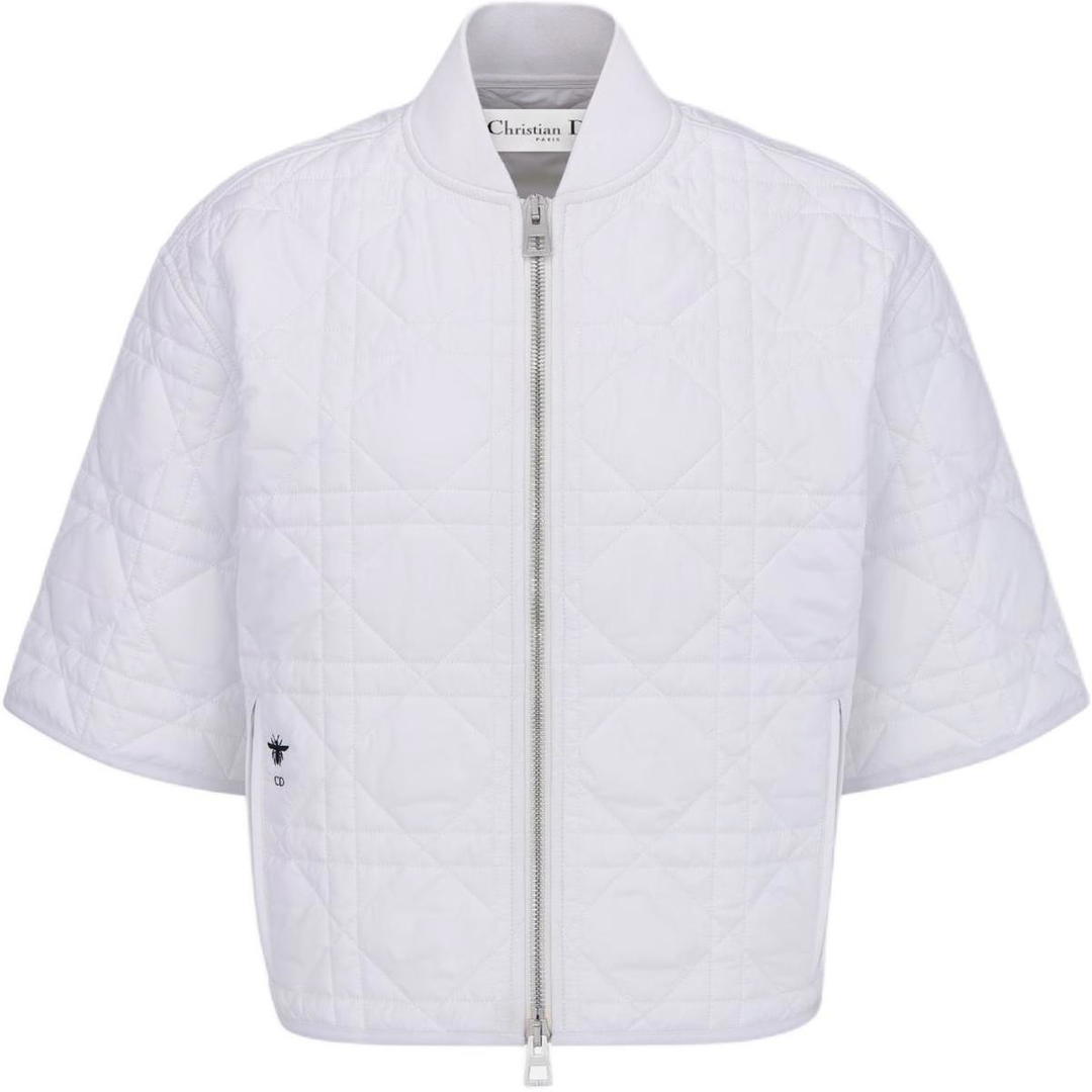 Dior Dior Large Cannage Pattern Short-Sleeved Navy Coat Jackets Coats Women's White