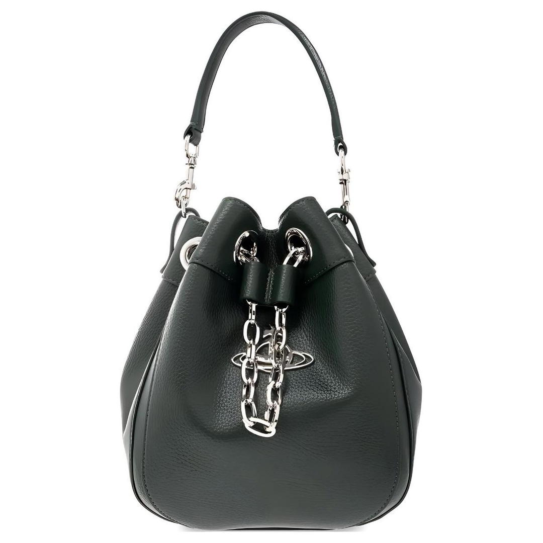 Vivienne Westwood Vivienne Westwood Calfskin Bucket Bags One Shoulder Handbags Medium Size Women's Olive Green