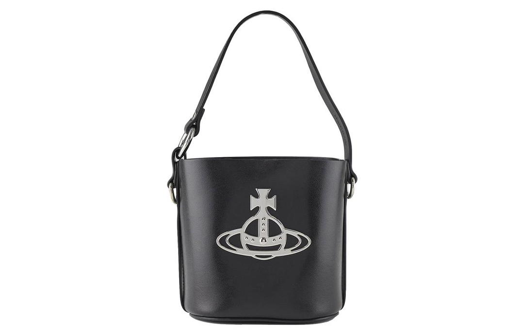 Vivienne Westwood Vivienne Westwood DAISY Calfskin Bucket Bag, Portable Crossbody Bag, Shoulder Bag Women's Black