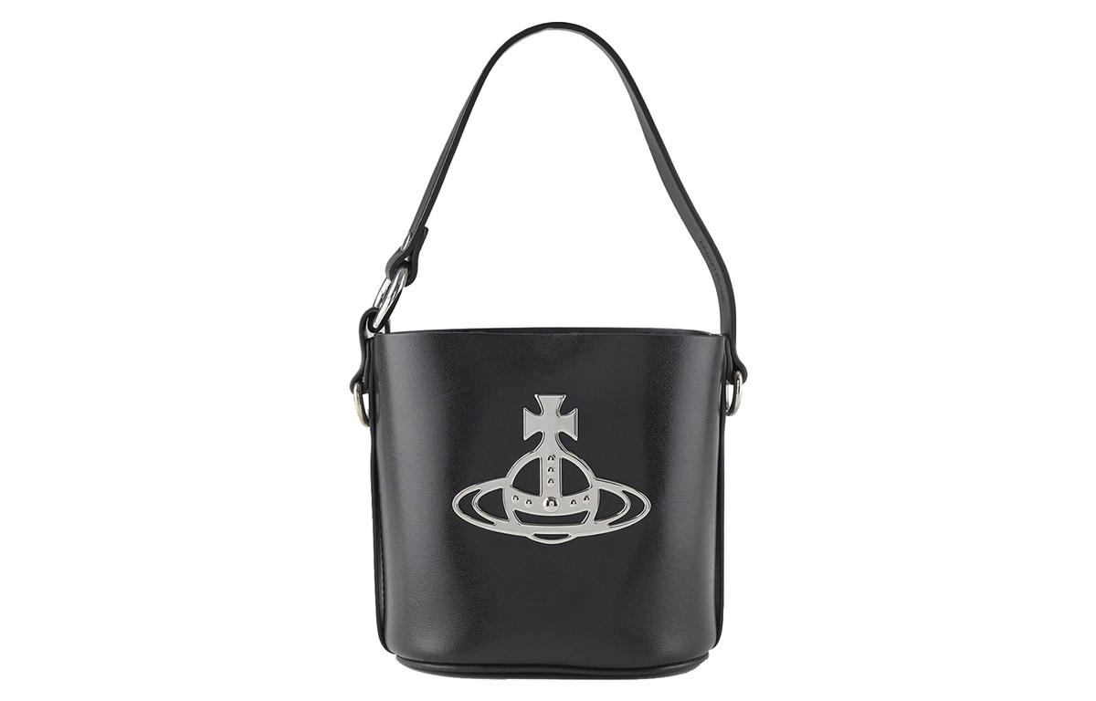 Vivienne Westwood Vivienne Westwood DAISY Calfskin Bucket Bag, Portable Crossbody Bag, Shoulder Bag Women's Black