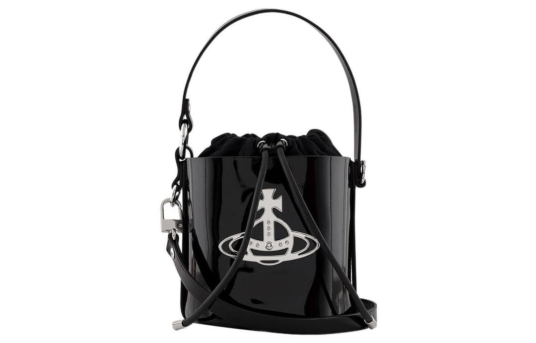 Vivienne Westwood Vivienne Westwood DAISY Cow Leather Bucket Bag Shoulder Bag Crossbody Bag Handbag Small Size Women's Black