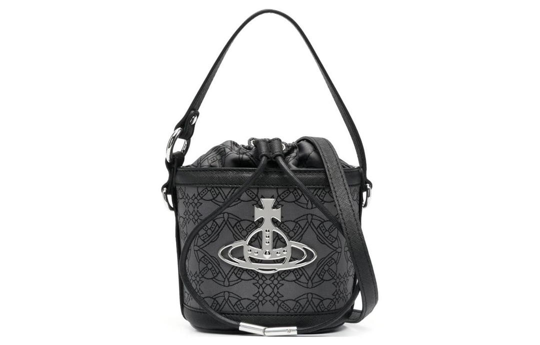 Vivienne Westwood Vivienne Westwood DAISY Recycled Polyester Bucket Bags Shoulder Bag Crossbody Bag Handbag Women's Gray/Black