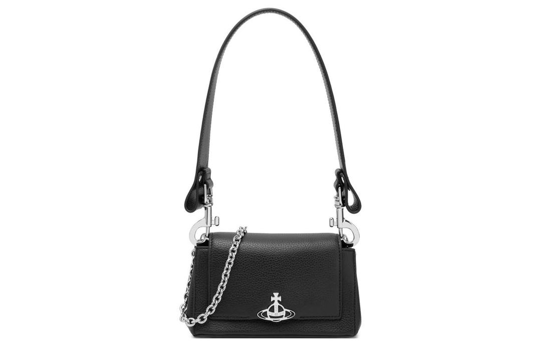 Vivienne Westwood Vivienne Westwood HAZEL Polyurethane Shoulder Bag Baguette Bag Crossbody Bag Handbag Small Size Women's Black
