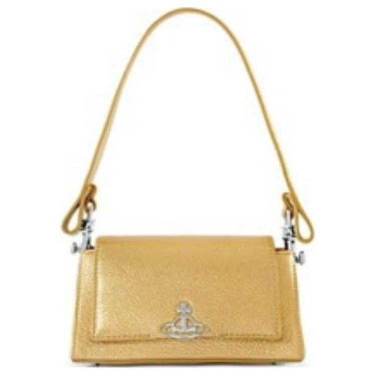Vivienne Westwood Vivienne Westwood HAZEL Cow Leather Shoulder Bag Baguette Bag One Shoulder Handbags Women's Gold