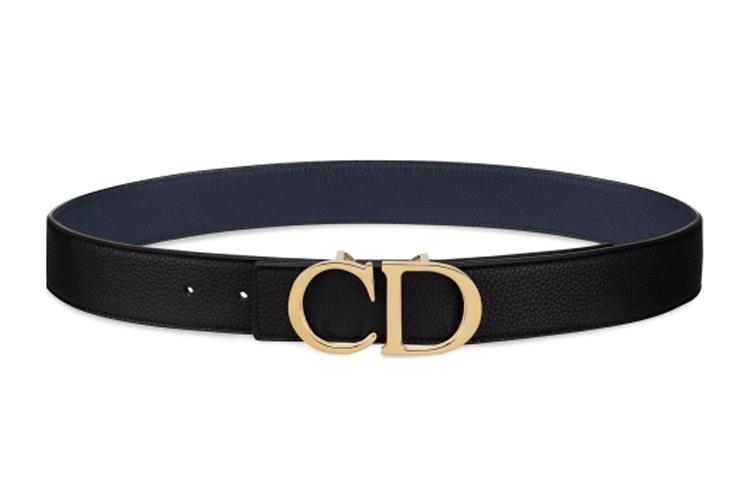 Dior Dior Cow Leather Belts Men's Black Width 3.5cm