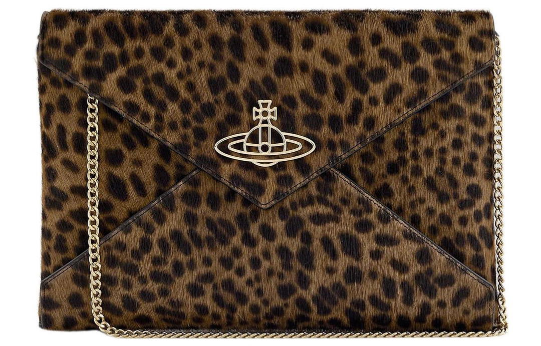 Vivienne Westwood Vivienne Westwood Calfskin Envelope Bag Clutches Women's Leopard Print