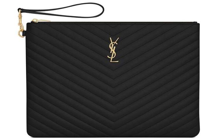 Saint Laurent Saint Laurent Large Logo Monogram Quilted Clutch Bag