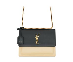 Buy Saint Laurent SUNSET Smooth Leather Handbag Shoulder Bag Crossbody Bag Medium Size Women's Black/Beige at Sasom – Authentic and Ready to Ship