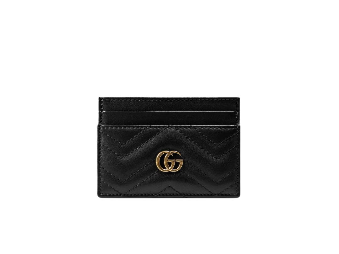 Gucci Gucci GG Marmont Card Case In Gold-Toned Hardware With Black