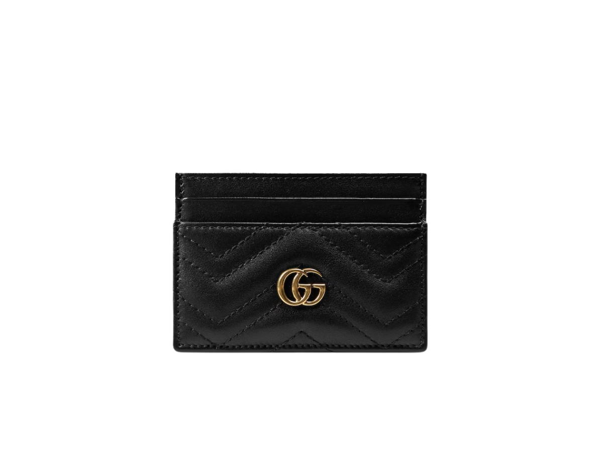 Gucci Gucci GG Marmont Card Case In Gold-Toned Hardware With Black
