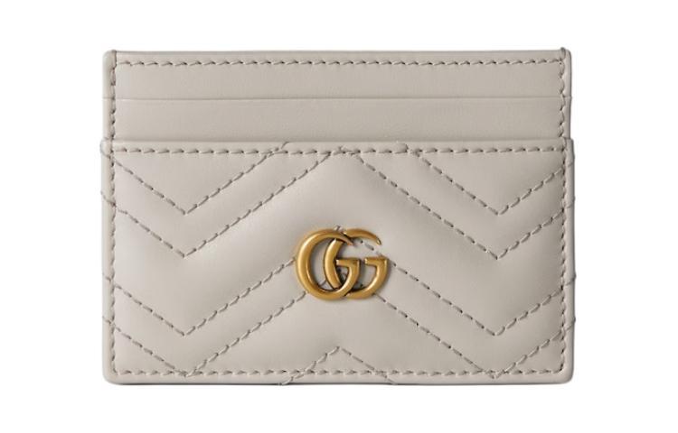 Gucci Gucci GG Marmont Leather Card Holder Women's Light Beige
