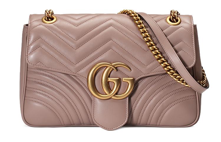 Gucci Gucci GG Marmont Cow Leather Crossbody Bag Shoulder Bag Women's Nude