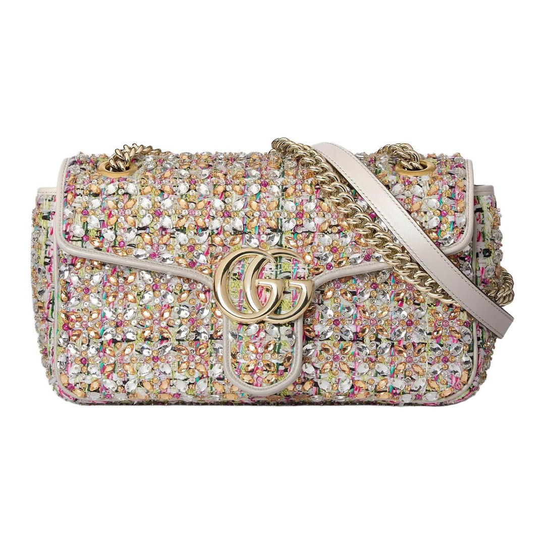 Gucci Gucci GG Marmont Tweed Crossbody Bag Shoulder Bag Small Size Women's Multicolor
