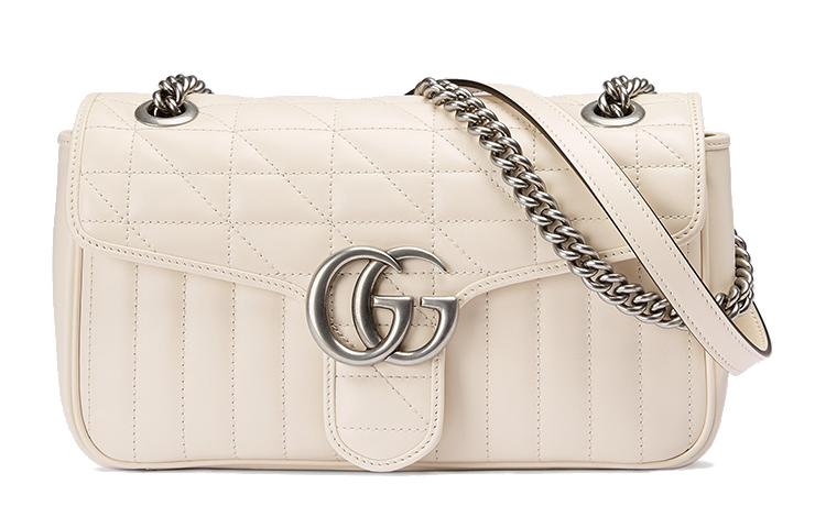 Gucci Gucci GG Marmont Leather Shoulder Bag Crossbody Bag Small Size Women's White