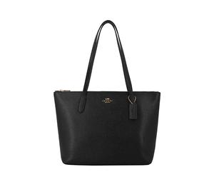 Buy Coach Zip Top Tote Leather Tote Bag Shopping Bag Handbag Shoulder Bag Women's Pure Black at Sasom – Authentic and Ready to Ship