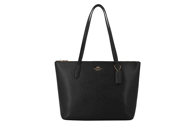 Coach Coach Zip Top Tote Leather Tote Bag Shopping Bag Handbag Shoulder Bag Women's Pure Black