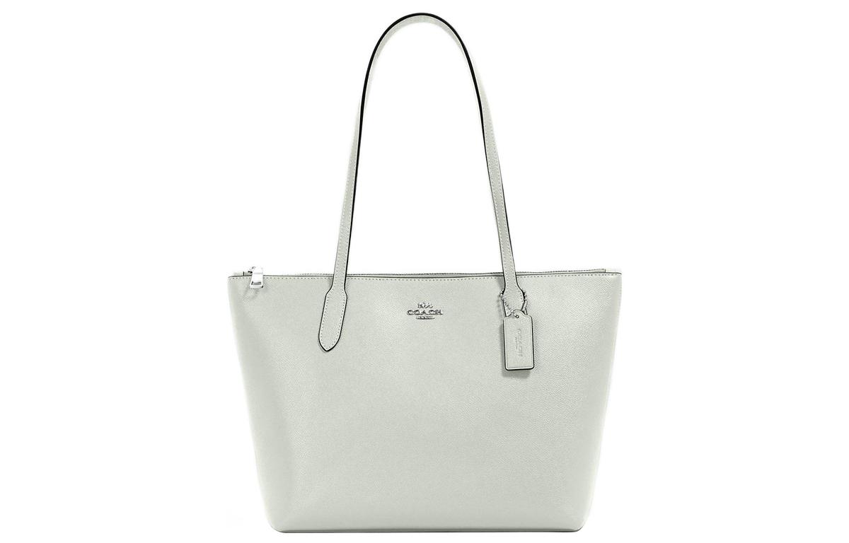 Coach Coach Zip Top Tote Leather Tote Bag Shopping Bag Handbag Shoulder Bag Women's Sage Green