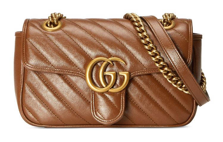 Gucci Gucci GG Marmont Leather Crossbody Bag Shoulder Bag Women's Brown