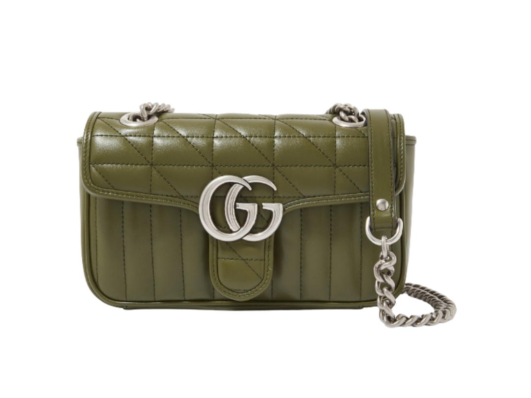 Gucci Gucci GG Marmont Flap Bag Mixed Matelasse Leather Mini Green