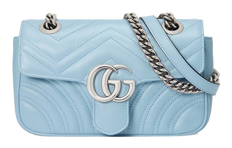 Gucci Gucci GG Marmont Leather Crossbody Bag Shoulder Bag Women's Blue