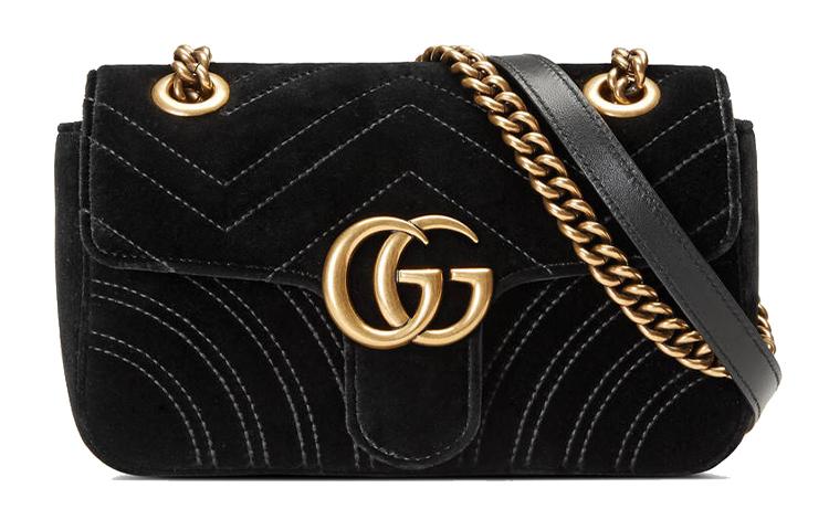 Gucci Gucci GG Marmont Velvet Matelasse Mini Black