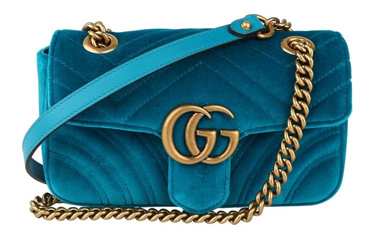 Gucci Gucci GG Marmont Velvet Crossbody Bag Shoulder Bag Women's Peacock Blue