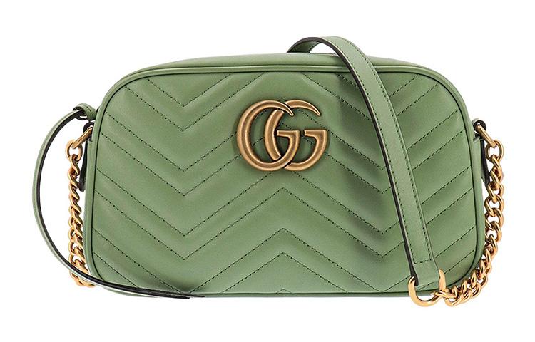 Gucci Gucci GG Marmont Leather Crossbody Bag Shoulder Bag Women's Green