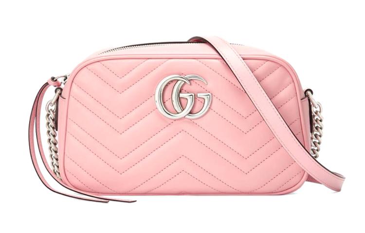 Gucci Gucci Marmont Zip Around Shoulder Bag GG Small Pastel Pink