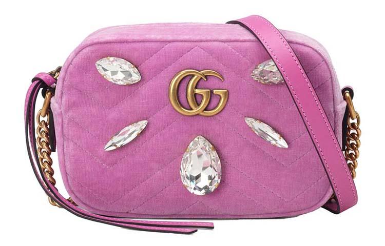 Gucci Gucci GG Marmont Velvet Crossbody Bag Shoulder Bag Mini Women's Pink