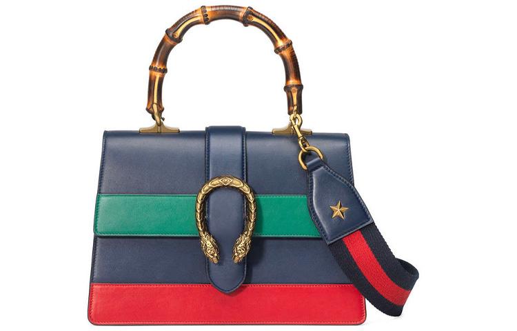 Gucci Gucci Dionysus Multicolor Leather Handbag Women's Green/Navy Blue/Red