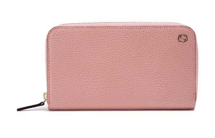 Gucci Gucci Grained Cow Leather Wallet Women's Pink/Candy Color