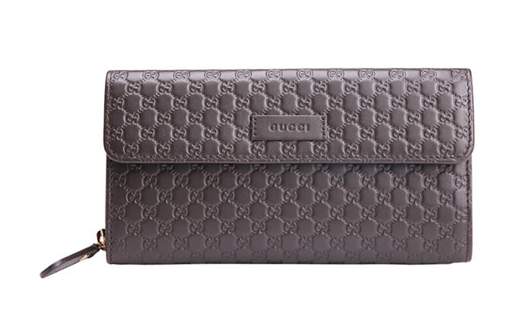 Gucci Gucci Cow Leather Wallet Women's Dark Brown