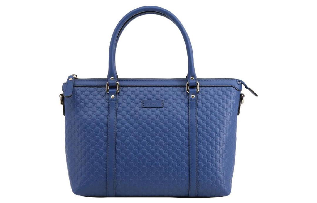 Gucci Gucci Cow Leather Shoulder Bag Crossbody Bag Handbag Large Size Women's Blue