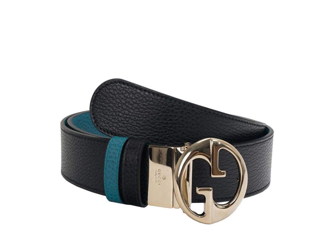 Gucci Gucci Reversible Leather Belts Black Blue