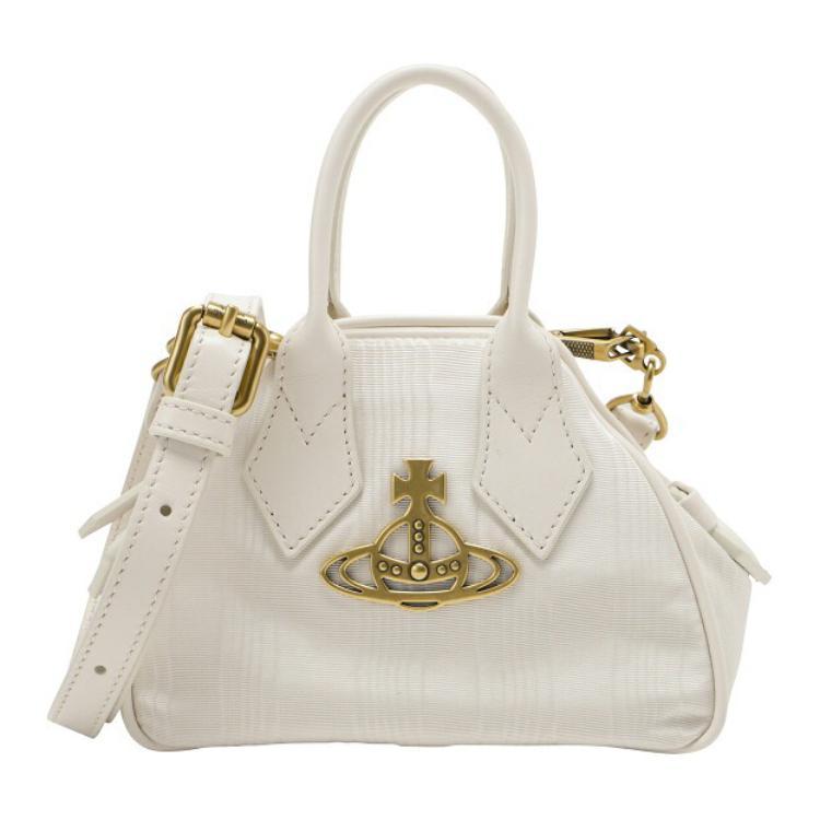 Vivienne Westwood Vivienne Westwood Fabric Bowling Bag Shoulder Bag Crossbody Bag Handbag Mini Women's White