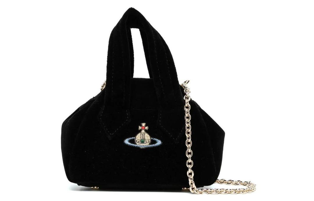 Vivienne Westwood Vivienne Westwood Velour Shoulder Bag Crossbody Bag Handbag Mini Women's Black