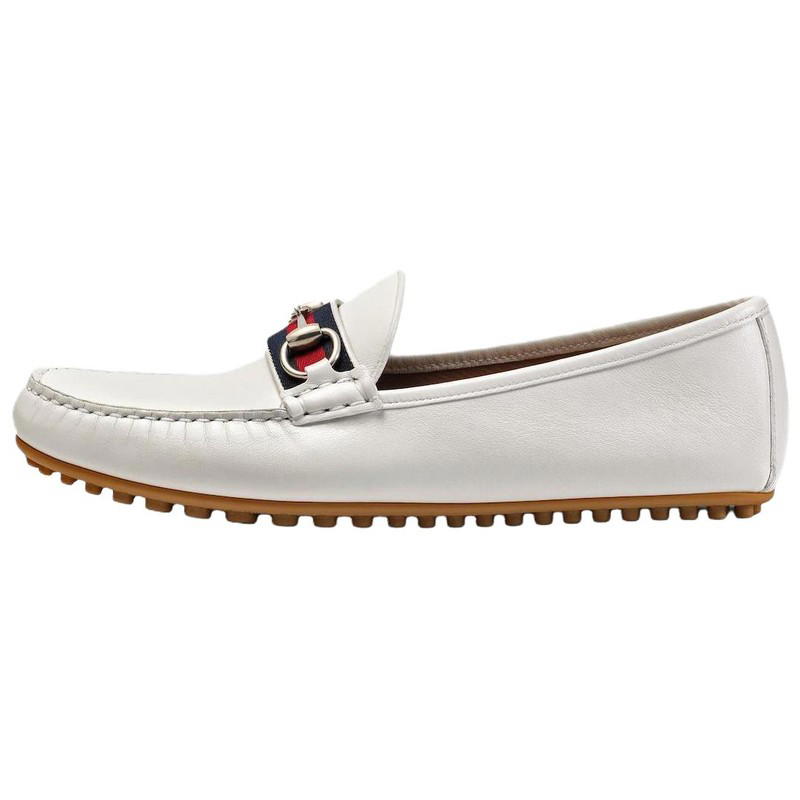 Gucci Gucci Stripe Leather Loafer White