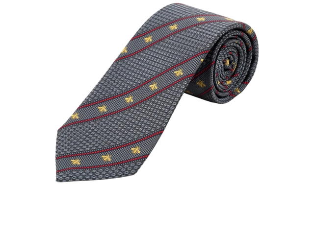 Gucci Gucci Bee And Web Silk Jacquard Tie Gray Red - view 1